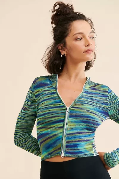 Space Dye Zip Thru Cardigan