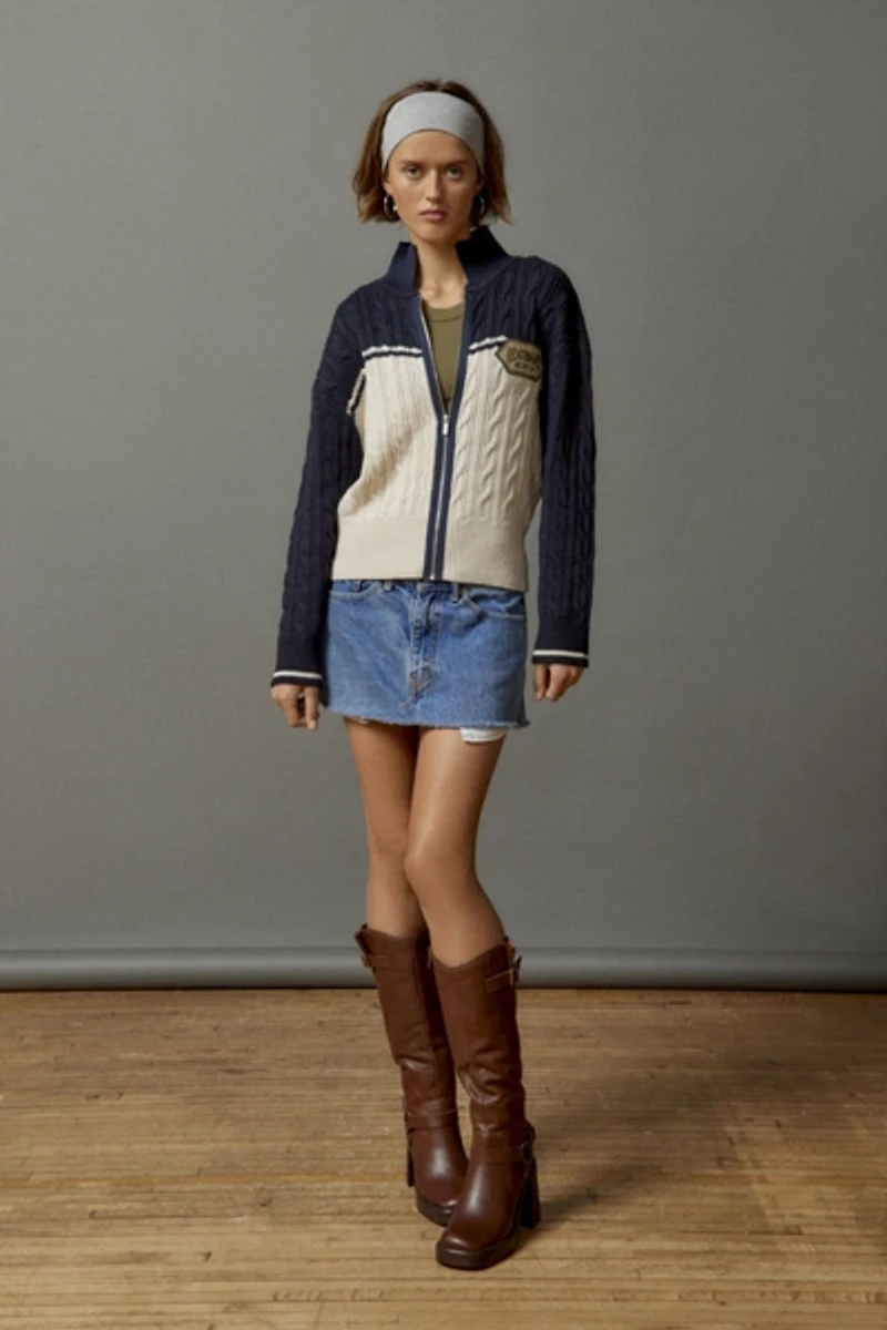 Briar Cable Knit Zip-Up Cardigan