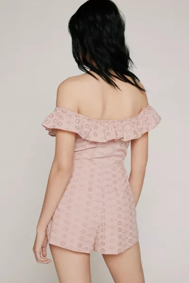 Jeena Eyelet Off-The-Shoulder Romper