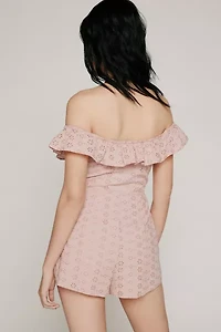Jeena Eyelet Off-The-Shoulder Romper