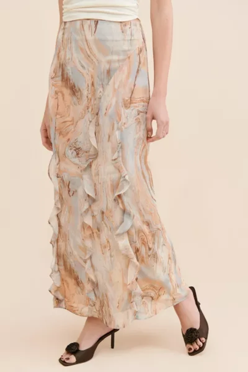 Moon River Ruffle Detail Maxi Skirt
