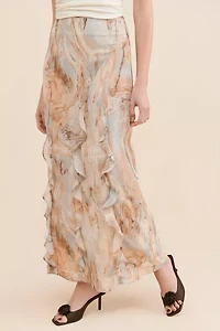 Moon River Ruffle Detail Maxi Skirt