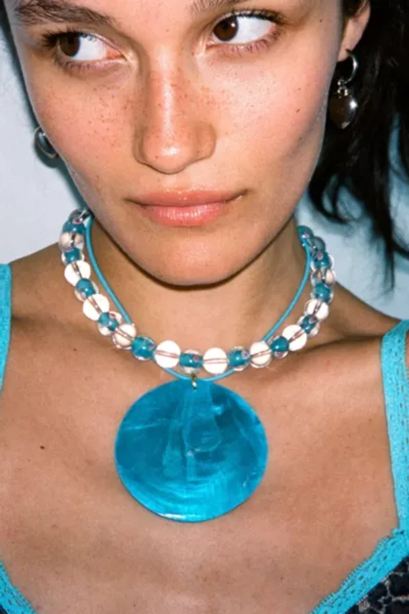 Tootsie Jewelry Aquamarine Shell Necklace
