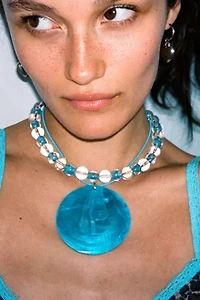 Tootsie Jewelry Aquamarine Shell Necklace