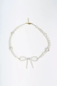 Tootsie Jewelry Bowtie Pearl Necklace