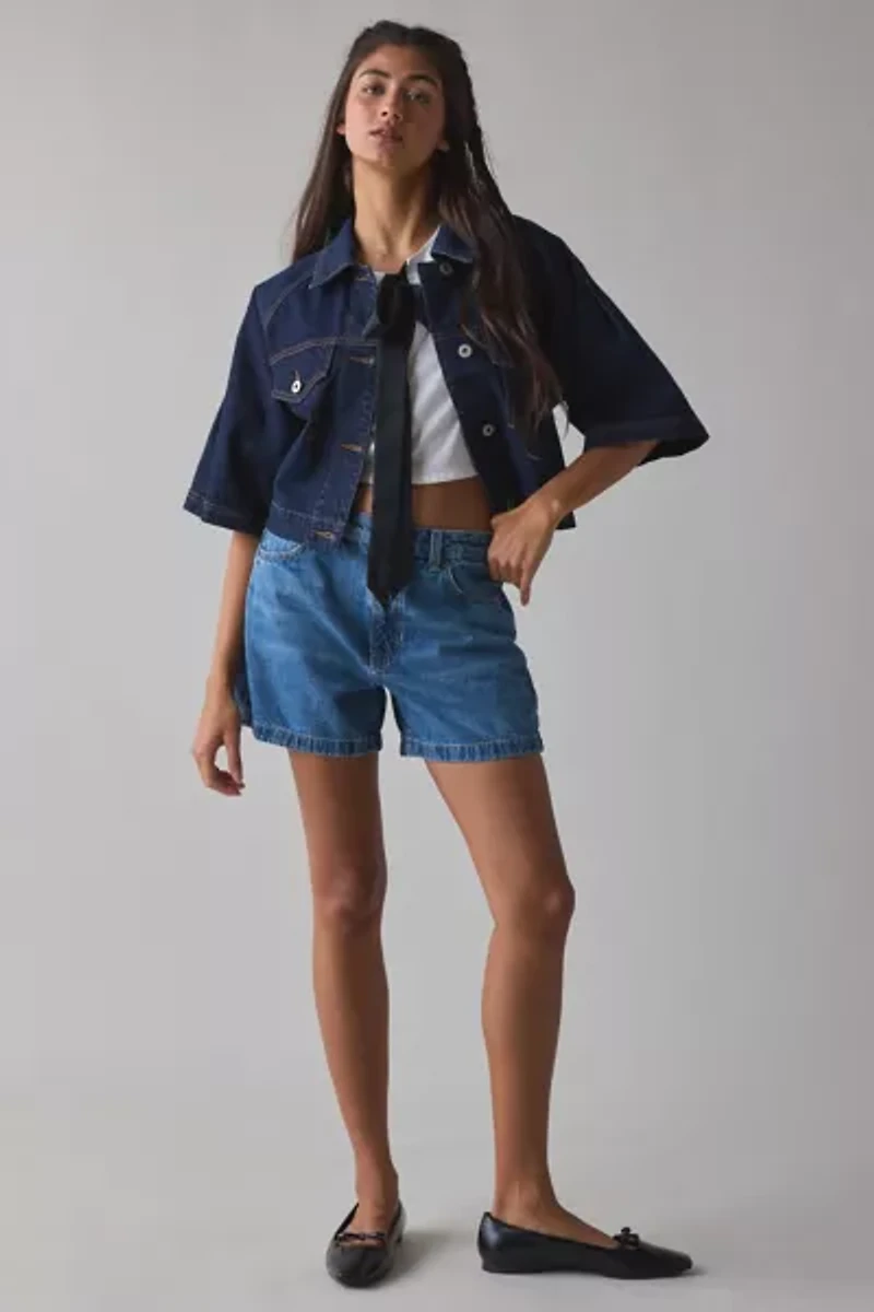 GUESS JEANS High-Rise Denim Mom Short