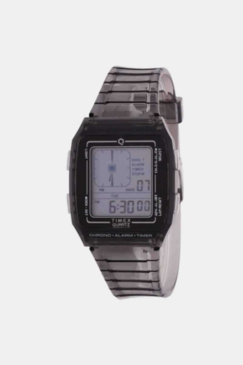 Timex Q LCA Alarm Quartz Analog-Digital Clear Resin Watch