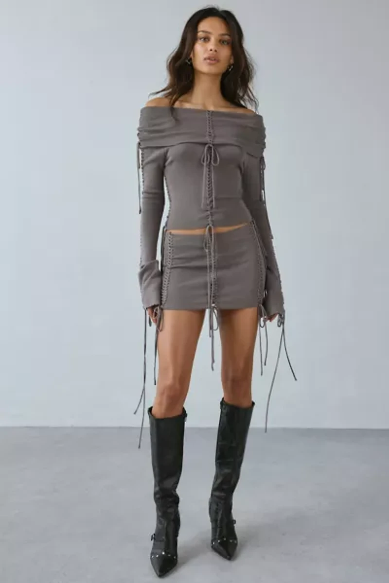 Jaded London Extreme Lace Up Knit Mini Skirt