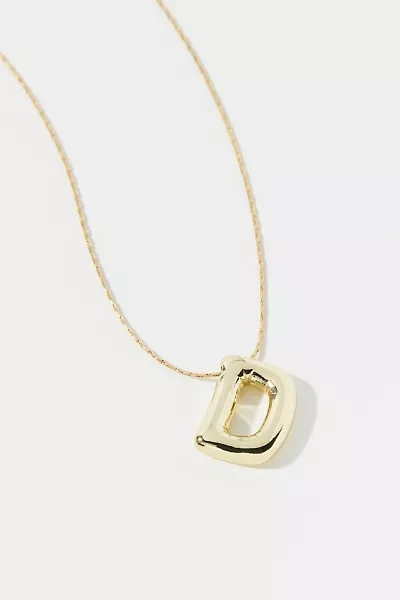 14k Gold Plated Bubble Initial Charm Necklace