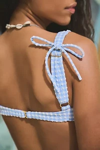 Montce Petal Peri Micro Gingham Wide Strap Underwire Bikini Top