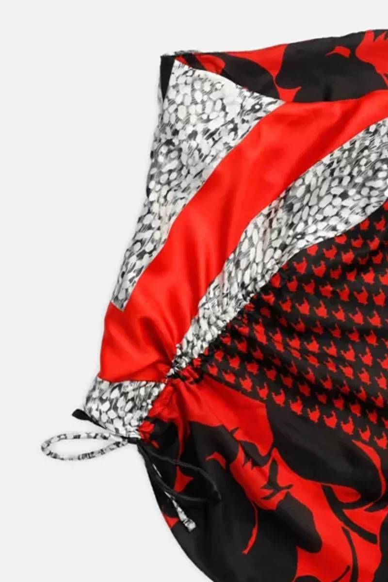 Rework Silk Scarf Ruche Tank