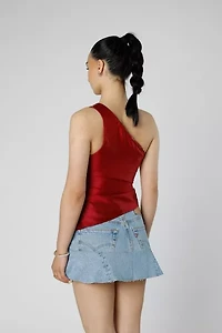 Rework Silk Scarf Ruche Tank