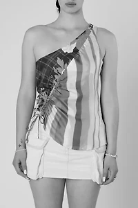 Frankie Collective Rework Silk Scarf Ruche Tank