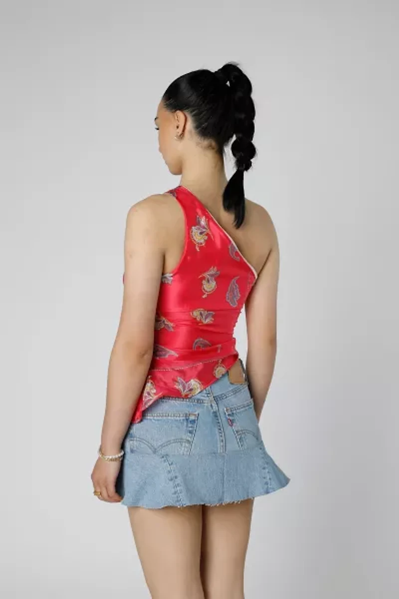 Rework Silk Scarf Ruche Tank