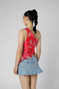 Rework Silk Scarf Ruche Tank