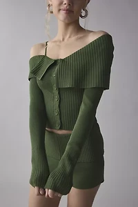 House Of Sunny One Love Off-The-Shoulder Ribbed Sweater
