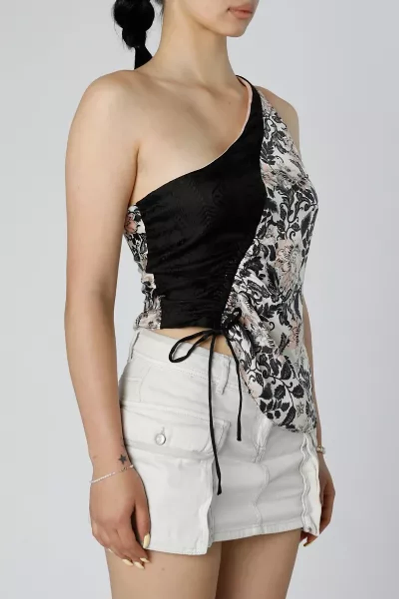 Rework Silk Scarf Ruche Tank