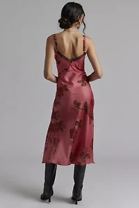 Kimchi Blue Liz Lace Trim Satin Slip Midi Dress