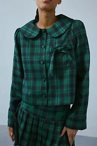 Neon Rose Macy Plaid Tartan Cropped Jacket
