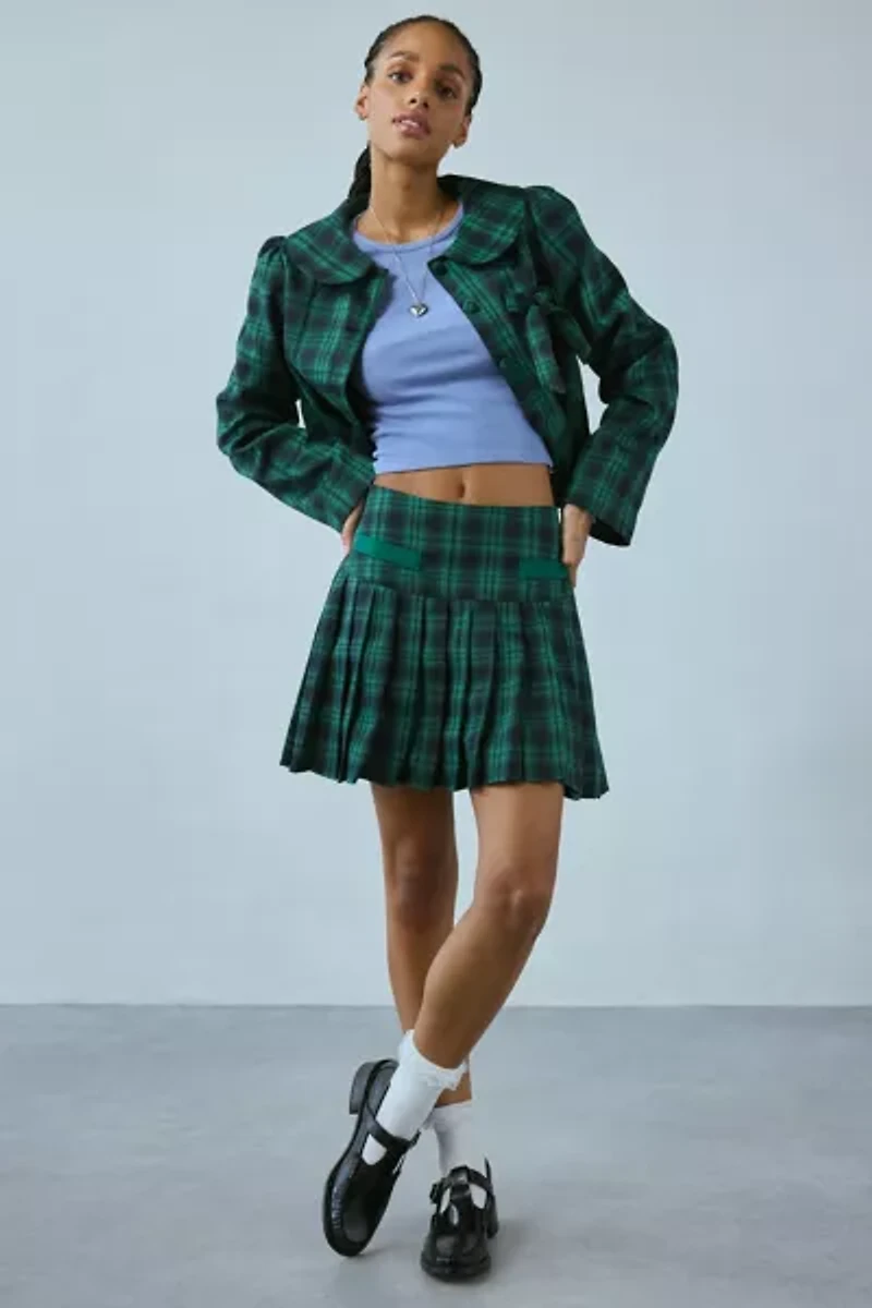 Neon Rose Macy Plaid Tartan Pleated Mini Skirt