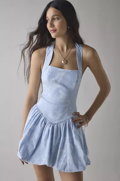 Kimchi Blue Casey Halter Bubble Hem Mini Dress