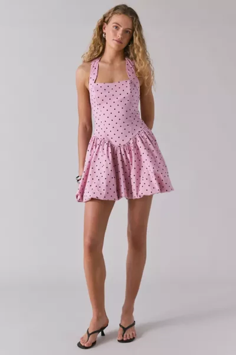 Kimchi Blue Casey Halter Bubble Hem Mini Dress