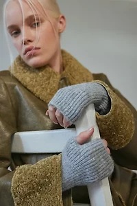 Ribbed Knit Hand Warmer Fingerless Glove