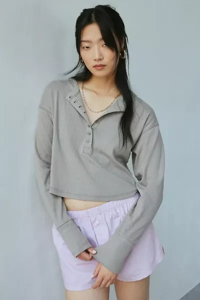 Out From Under Luise Pointelle Knit Long Sleeve Henley Top