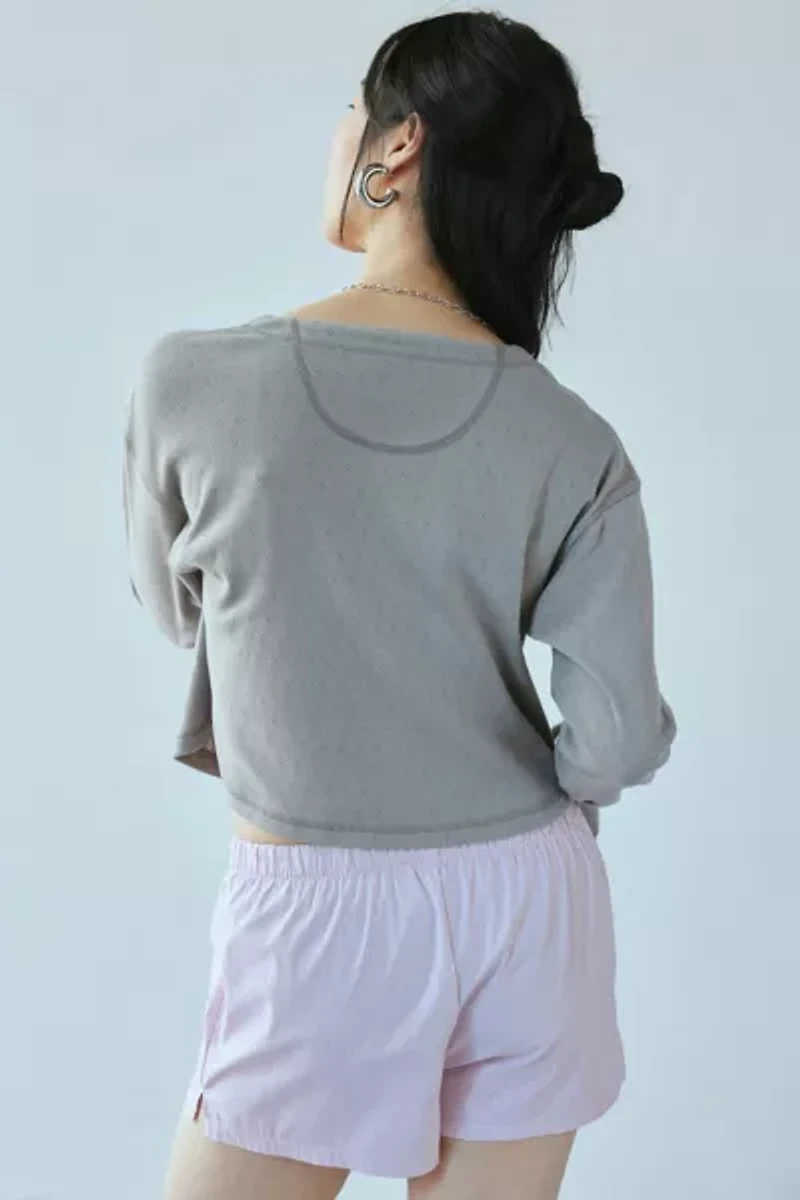Out From Under Luise Pointelle Knit Long Sleeve Henley Top