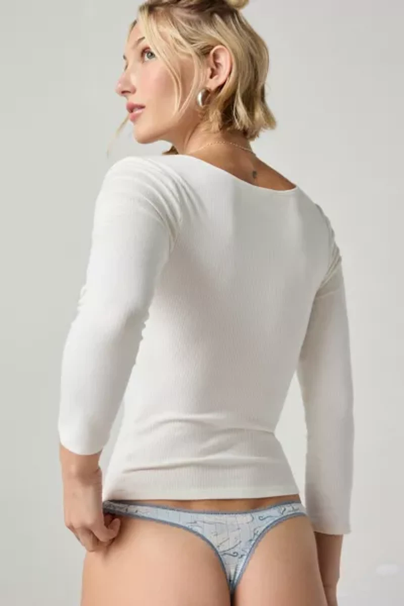 Out From Under Diamond Pointelle Knit Low Rise Thong