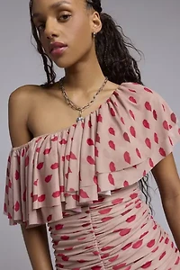 AFRM Vivian Almond Kiss One Shoulder Ruched Mini Dress