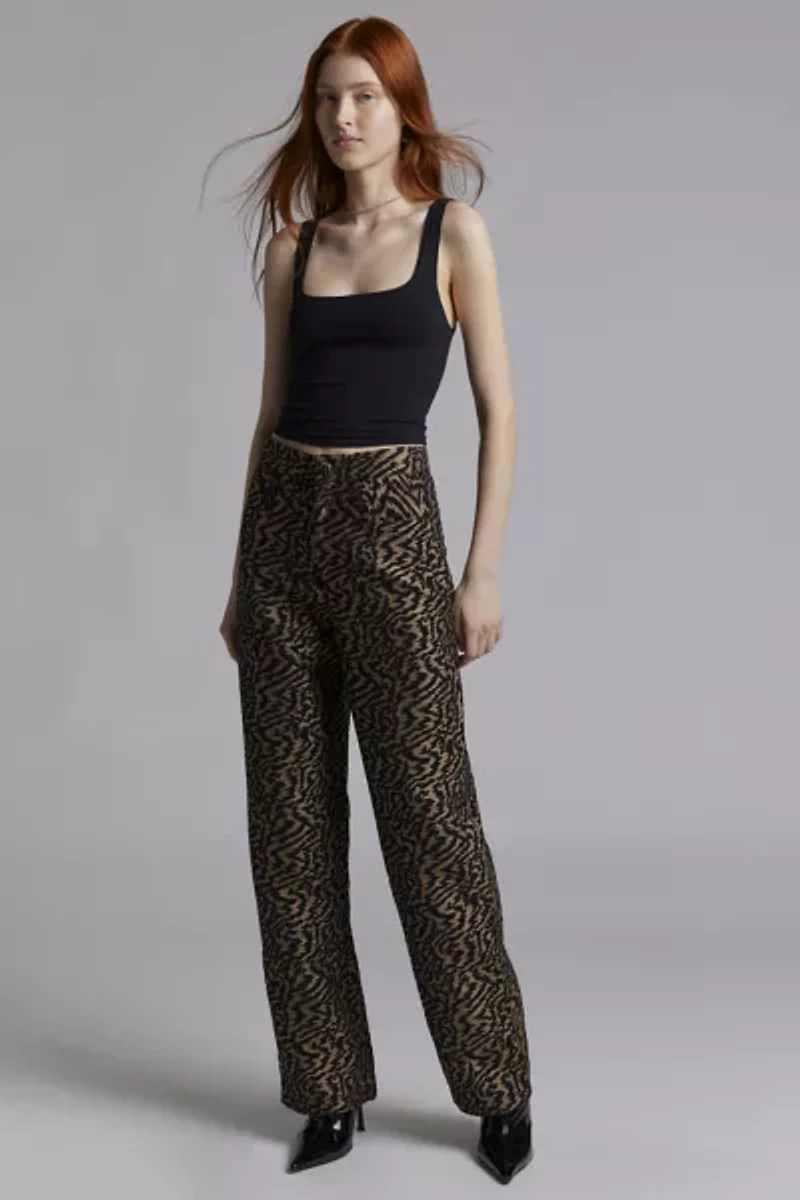 Ghospell Phoebe Abstract Jacquard Straight Pant