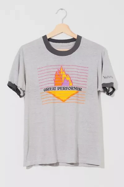 Vintage 1980s Distressed Sheer Flame Graphic Ringer T-Shirt