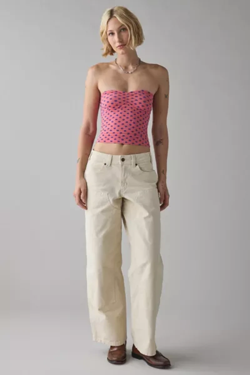 BDG Carla Sweetheart Neckline Printed Ribbed Knit Tube Top