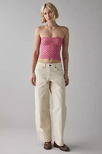 BDG Carla Sweetheart Neckline Printed Ribbed Knit Tube Top