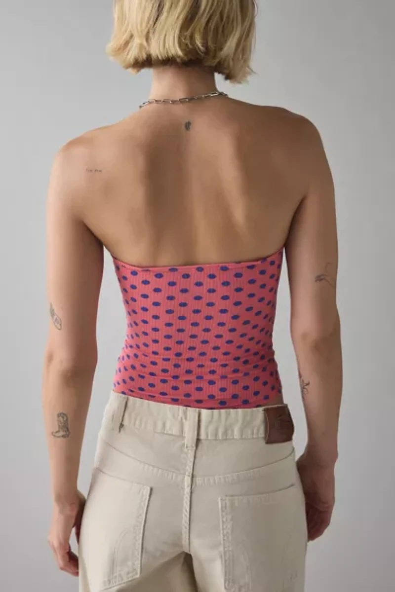 BDG Carla Sweetheart Neckline Printed Ribbed Knit Tube Top