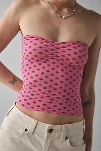 BDG Carla Sweetheart Neckline Printed Ribbed Knit Tube Top