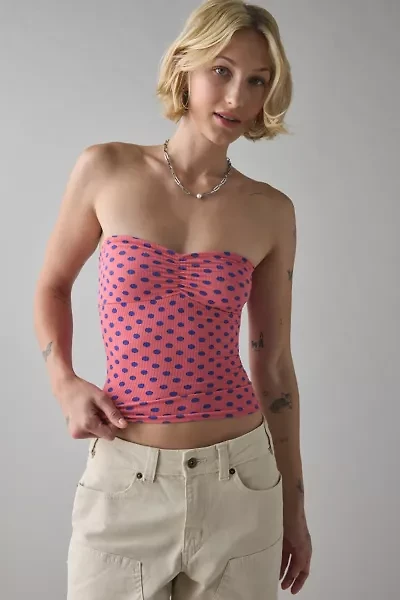 BDG Carla Sweetheart Neckline Printed Ribbed Knit Tube Top