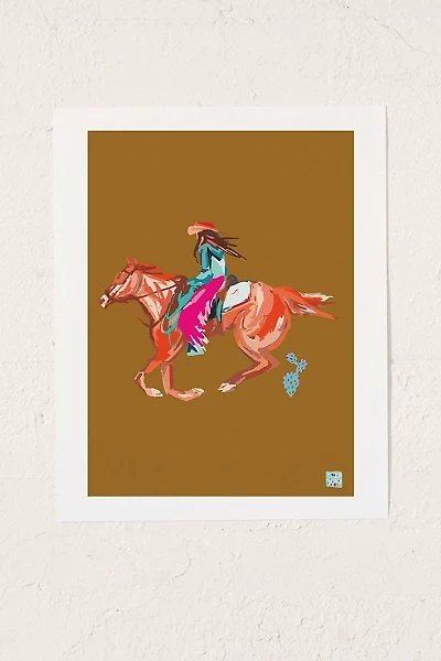 Tirzahlaneart Cowgirl On Horse Art Print