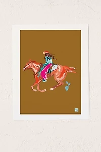Tirzahlaneart Cowgirl On Horse Art Print