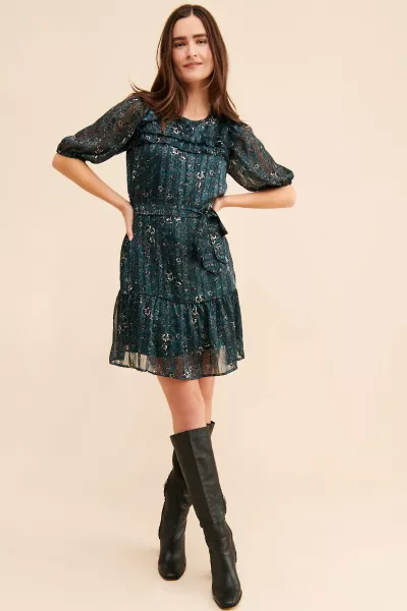 Du Paradis Ruffle Collar Mini Dress