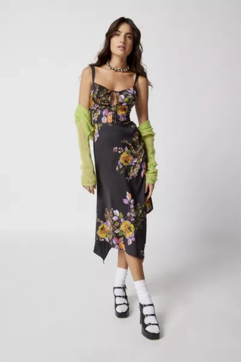 Priscilla Lace-Up Midi Dress