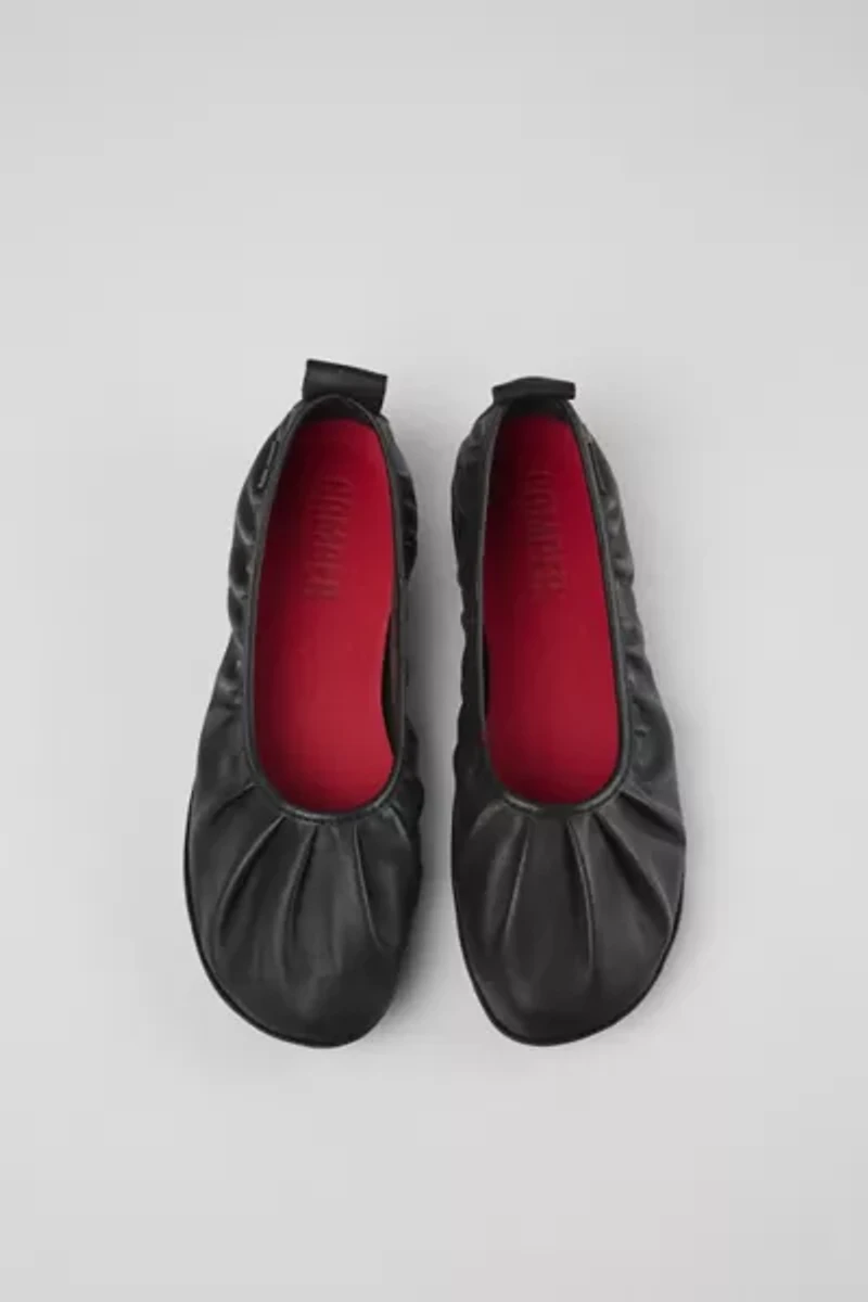 Camper Right Leather Pleated Ballerina Flat