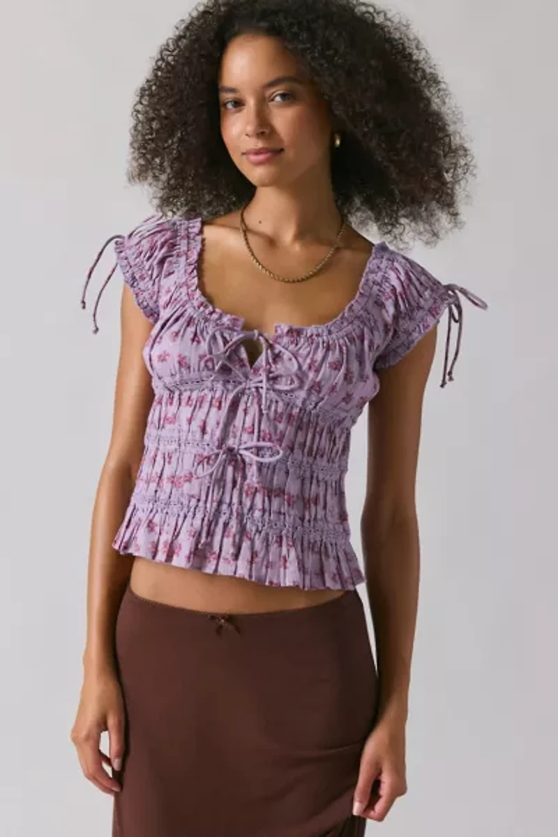 Kimchi Blue Remi Tie-Front Cropped Blouse