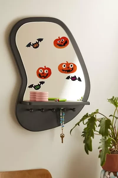 Jack-O-Lantern and Bats Halloween Gel Window Cling Set