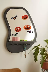 Jack-O-Lantern and Bats Halloween Gel Window Cling Set