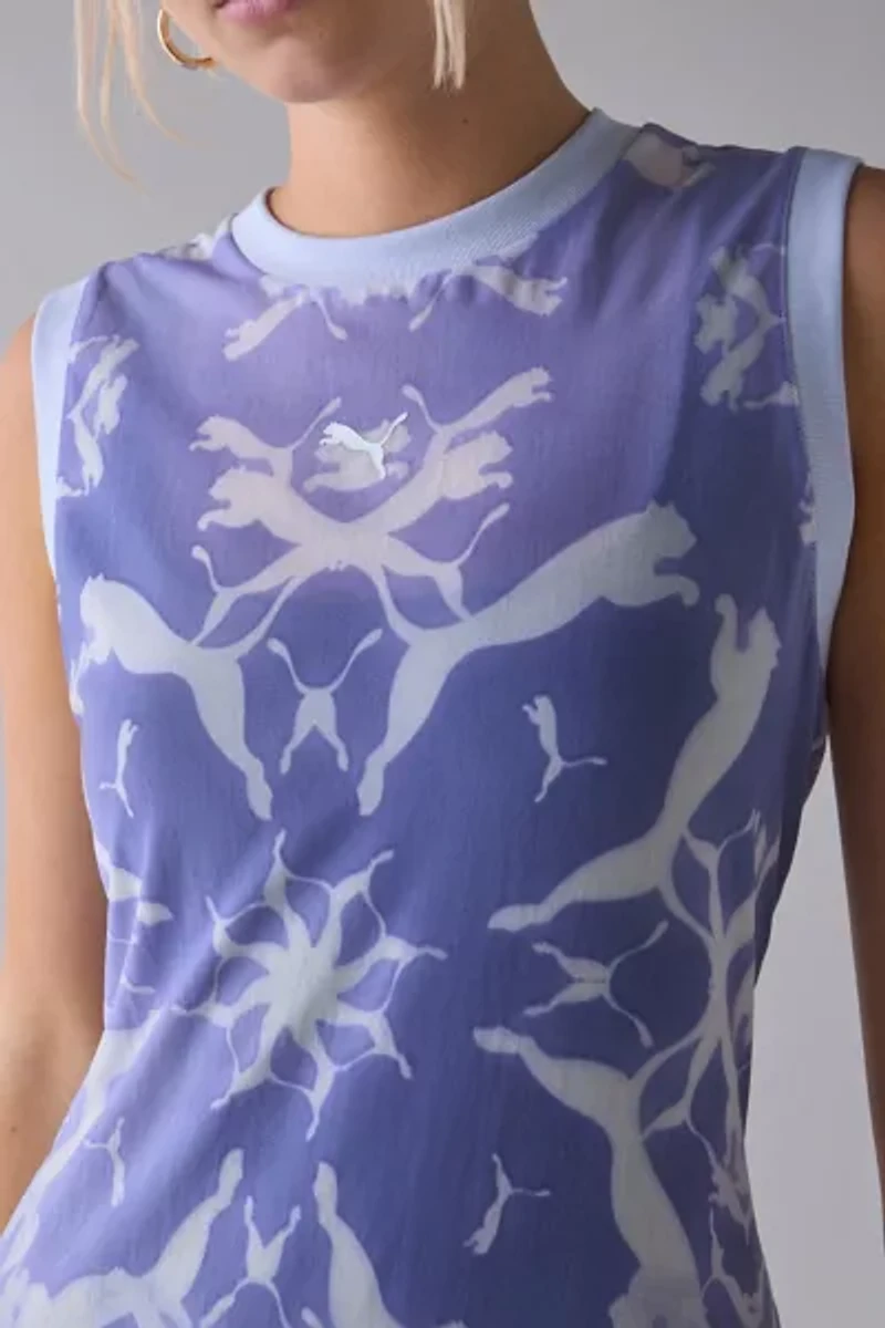 Puma Dare To Printed Mesh Column Midi Dress