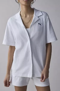 Puma Essential Pointelle Knit Button-Down Shirt