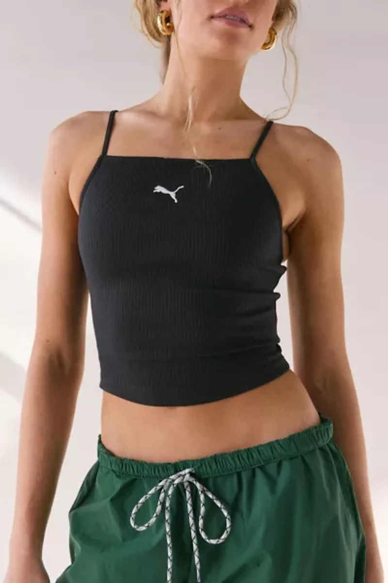 Puma Essentials Ribbed Knit Square Neck Tank Top
