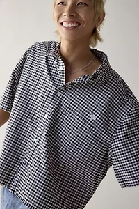 UO Check Pattern Boxy Oxford Shirt